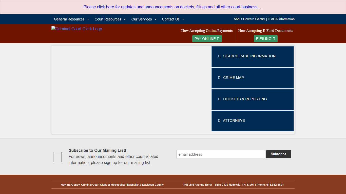 Criminal Court Clerk of Metropolitan Nashville and Davidson County | Criminal Court Clerk of Metropolitan Nashville and Davidson County