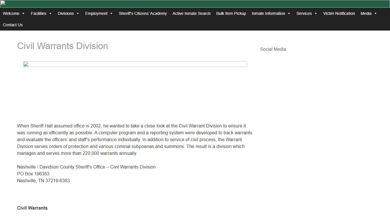 Civil Warrants Division – Davidson County Sheriff – Nashville Tennessee